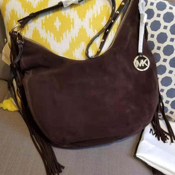 Michael Kors Handbag Rhea Large Suede Shoulder Bag - Picture 2 of 8